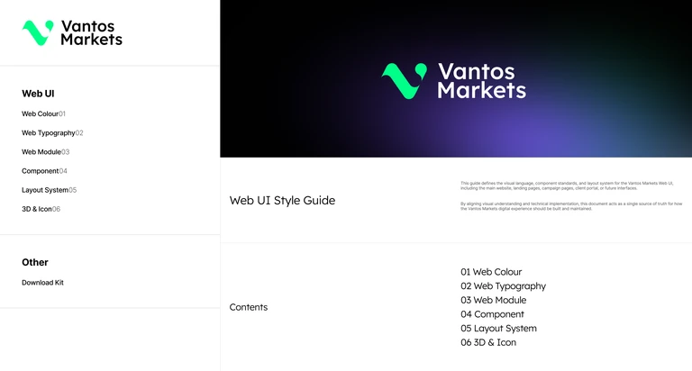Vantos Markets design system cover