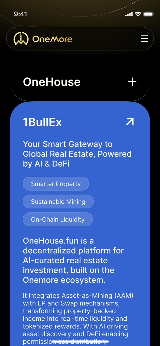 OneMore mobile ecosystem navigation and footer