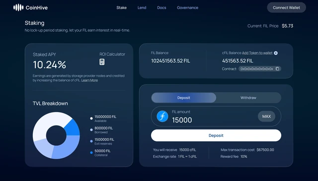 CoinHive staking page design