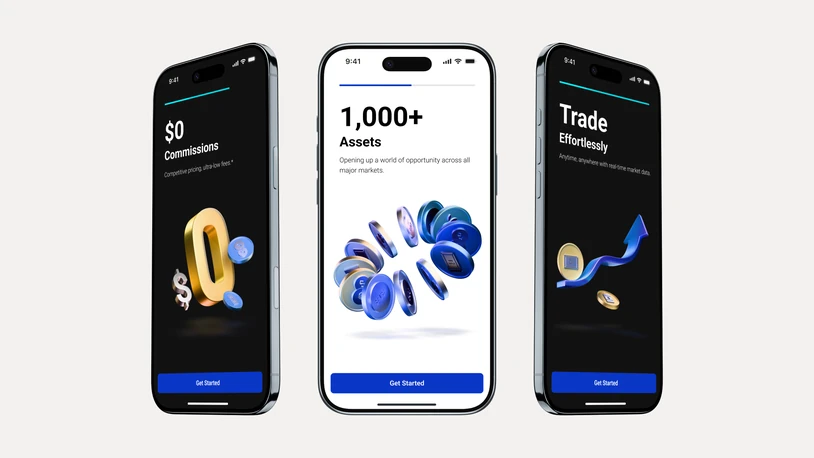 VT App onboarding design with 3D visuals