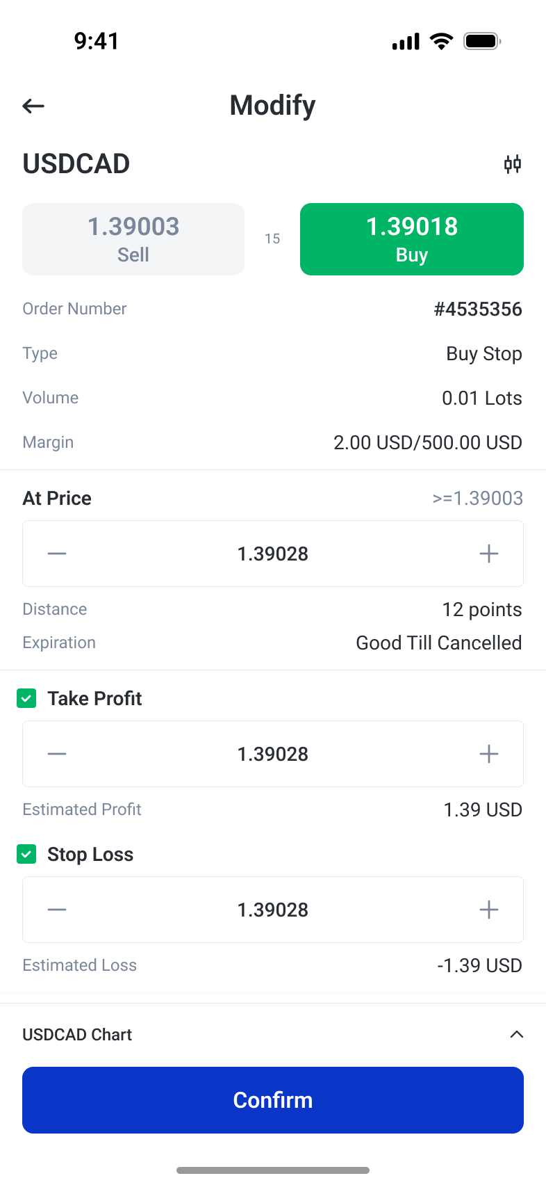 Pending-order modification with price, expiry and exit controls