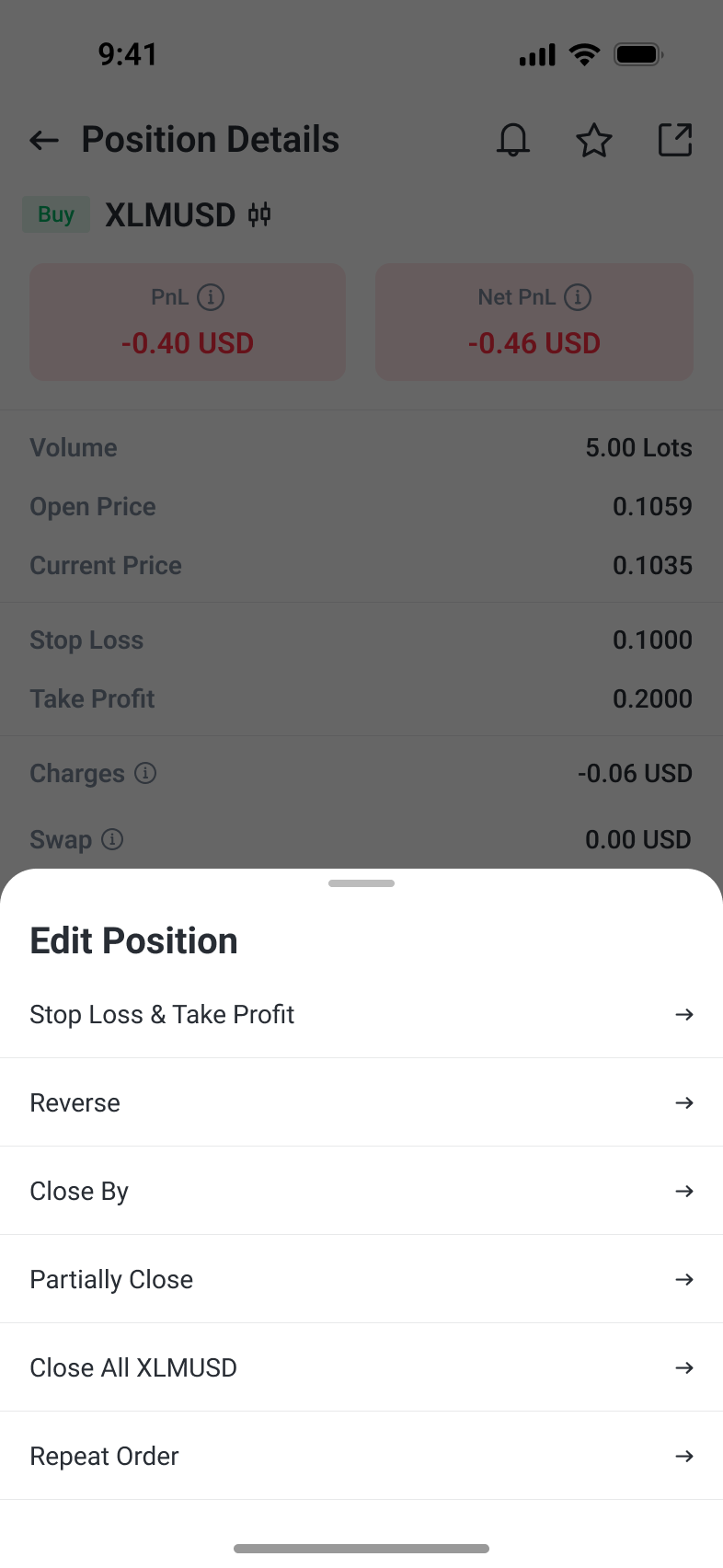 Contextual position menu grouping modification and exit actions